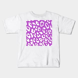 White Leopard Print Lavender Kids T-Shirt